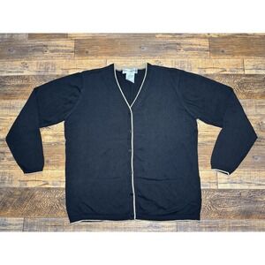 JH Collectibles Sz M‎ Black Tan Trim Cardigan Sweater
